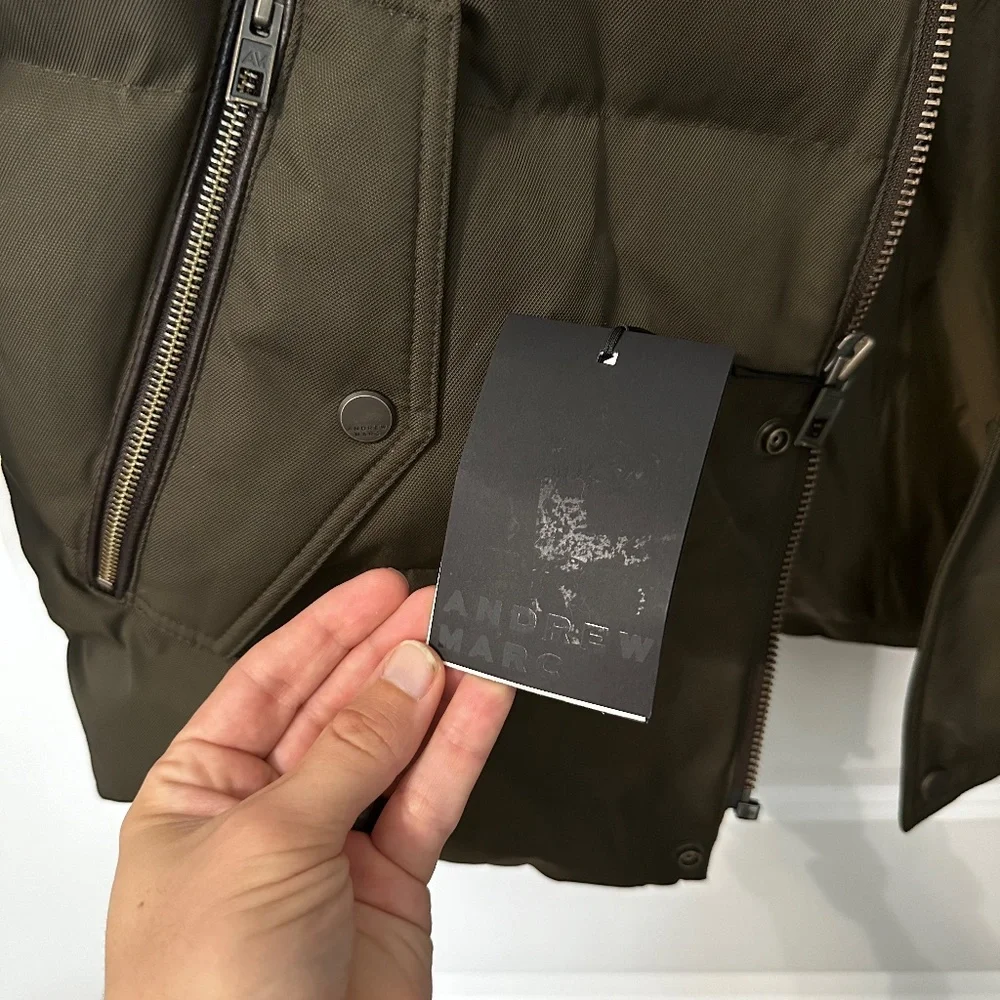 NWT Andrew Marc Ainsworth Leather Trimmed Puffer Jacket - Picture 8 of 13